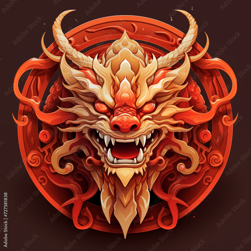 traditional red chinese dragon for chinese new year 2024, chinese logo ...