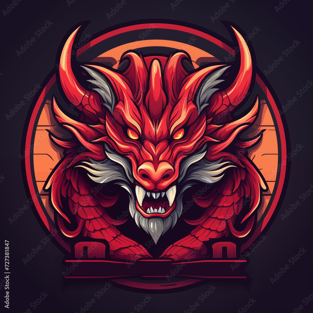 traditional red chinese dragon for chinese new year 2024, chinese logo ...