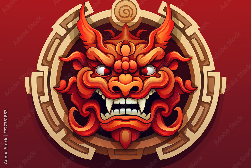 traditional red chinese dragon for chinese new year 2024, chinese logo ...
