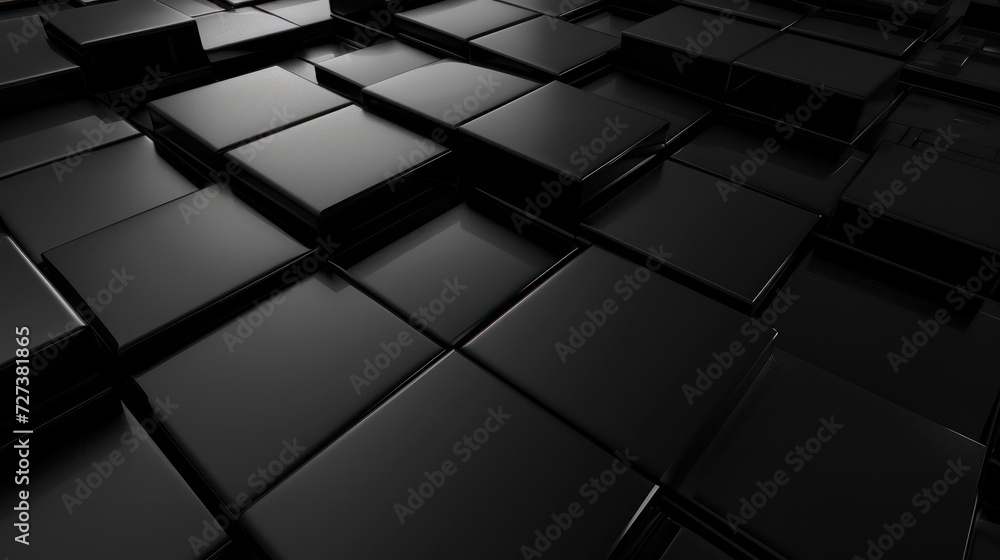 3D black cube shape background with a super black, Futuristic OLED-friendly design, showcasing a high-tech and minimalist modern - obrazy, fototapety, plakaty 