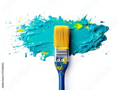 Paintbrush with Vibrant Paints Creativity in Color Isolated on White Background AI Generated