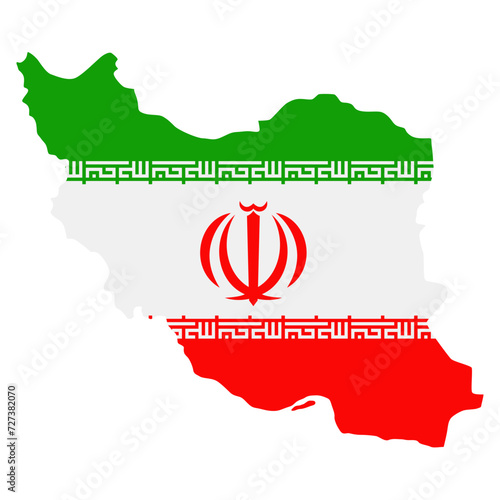 Country shape outlined and filled with the flag of Iran