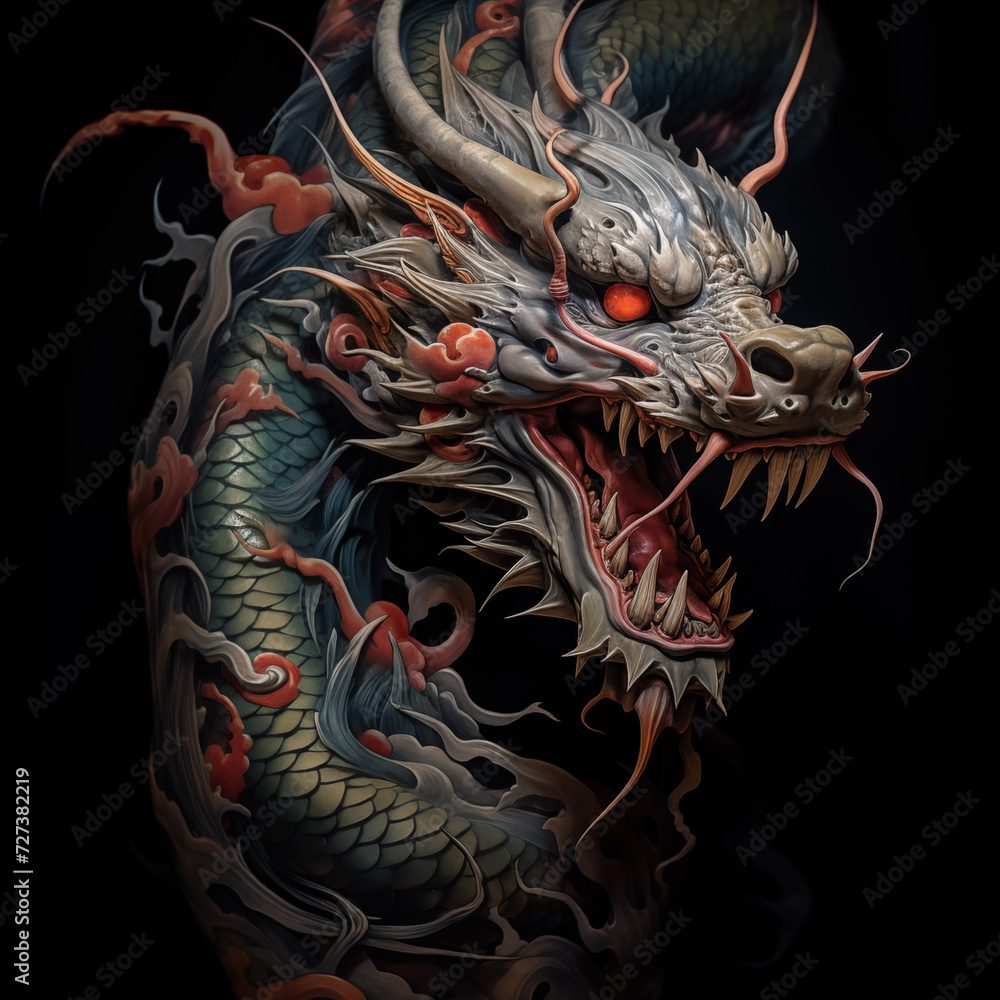 traditional chinese dragon for chinese new year 2024, chinese lucky dragon symbol, Lùhng, ryū, 龍/竜, yong, 용, mungkorn, มังกรจีน, rồng, generative AI