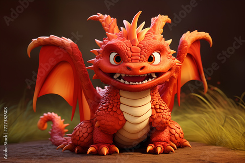 cute chibi chinese dragon for chinese new year 2024, chinese lucky dragon symbol, Lùhng, ryū, 龍/竜, yong, 용, mungkorn, มังกรจีน, rồng, generative AI photo