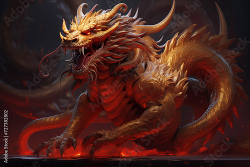 traditional chinese dragon for chinese new year 2024, chinese lucky dragon symbol, Lùhng, ryū, 龍/竜, yong, 용, mungkorn, มังกรจีน, rồng, generative AI photo