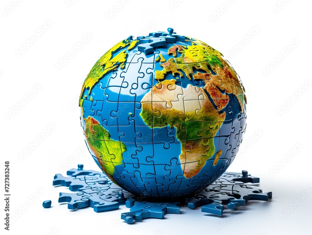 Puzzle Globe Global Unity and Solution Isolated on White Background AI Generated Puzzle Globe Global Unity and Solution Isolated on White Background AI Generated