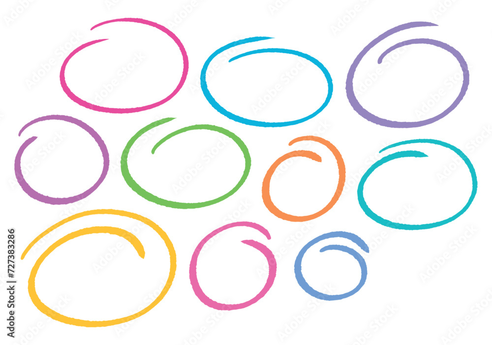 set of hand drawn ellipses on white background set of hand drawn ellipses on white background