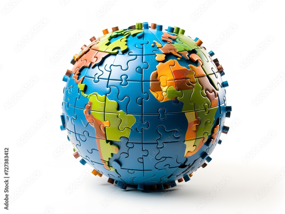 Puzzle Globe Global Unity and Solution Isolated on White Background AI Generated Puzzle Globe Global Unity and Solution Isolated on White Background AI Generated