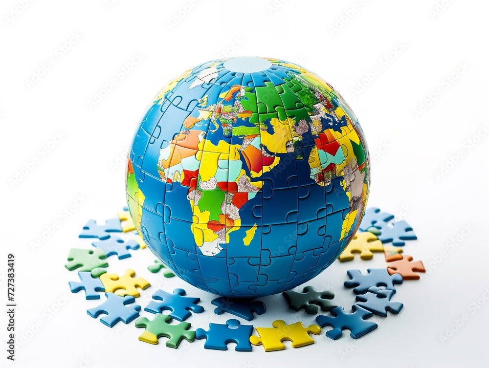 Puzzle Globe Global Unity and Solution Isolated on White Background AI Generated Puzzle Globe Global Unity and Solution Isolated on White Background AI Generated