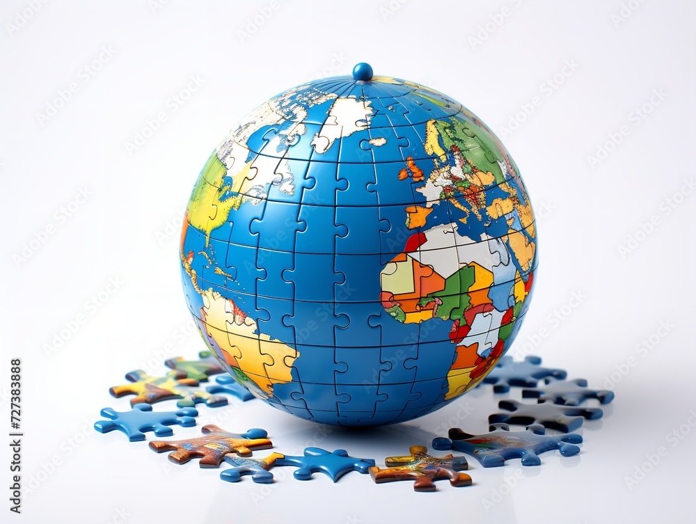 Puzzle Globe Global Unity and Solution Isolated on White Background AI Generated Puzzle Globe Global Unity and Solution Isolated on White Background AI Generated