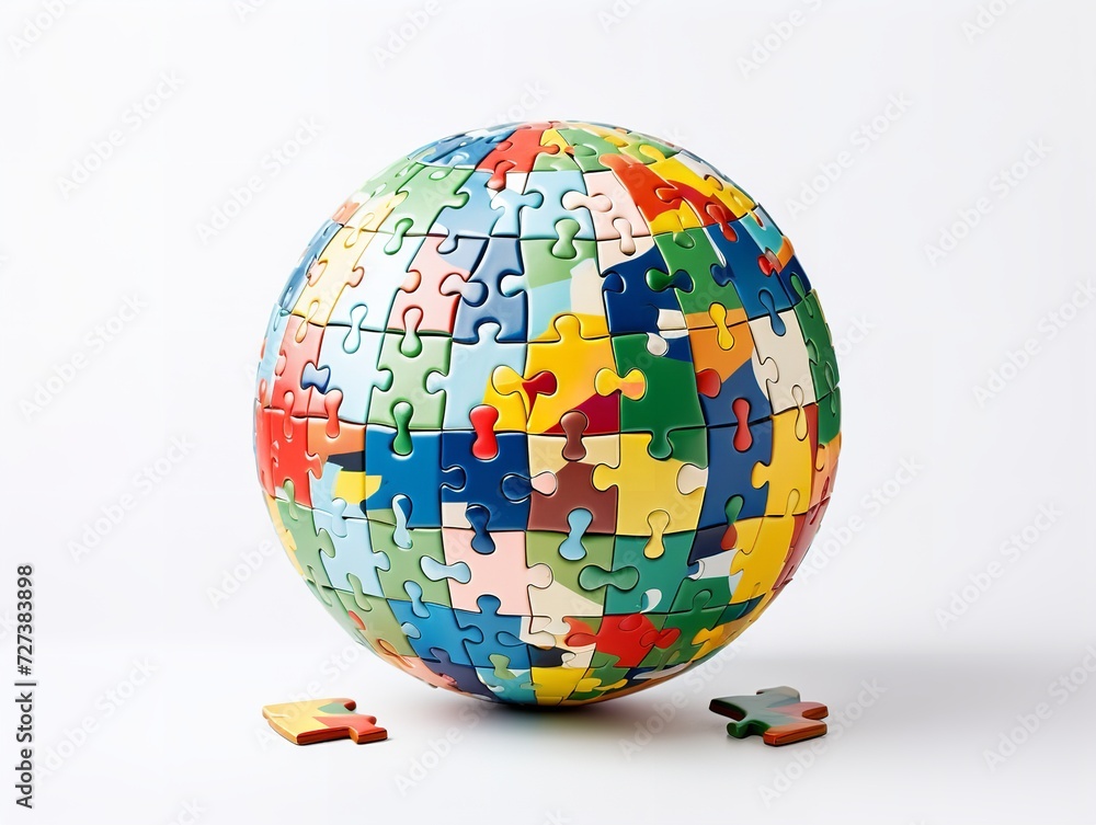 Puzzle Globe Global Unity and Solution Isolated on White Background AI Generated Puzzle Globe Global Unity and Solution Isolated on White Background AI Generated