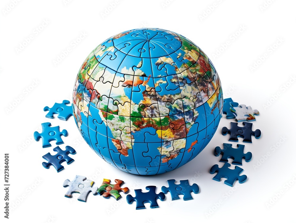 Puzzle Globe Global Unity and Solution Isolated on White Background AI Generated Puzzle Globe Global Unity and Solution Isolated on White Background AI Generated