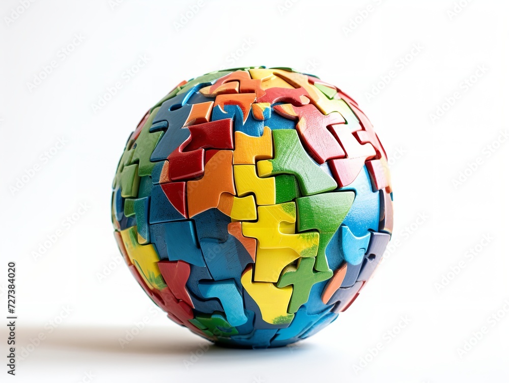 Puzzle Globe Global Unity and Solution Isolated on White Background AI Generated Puzzle Globe Global Unity and Solution Isolated on White Background AI Generated