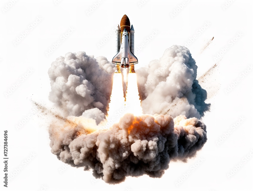 Rocket Launching Innovation and Progress Isolated on White Background AI Generated