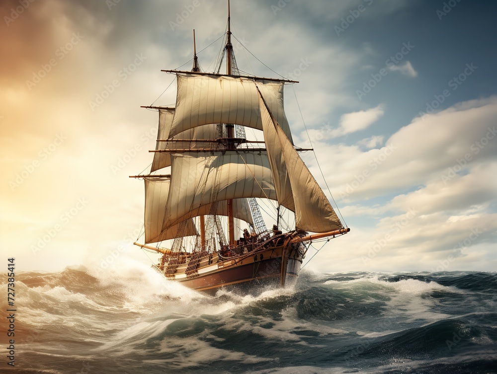 Fototapeta premium Ship in a Bottle Navigating Dreams Isolated on White Background AI Generated