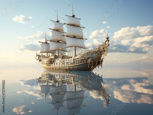 Ship in a Bottle Navigating Dreams Isolated on White Background AI Generated