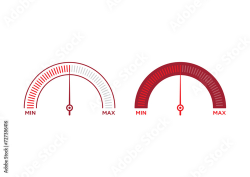 semicircle minimum and maximum indication. minimum and maximum semicircular dial