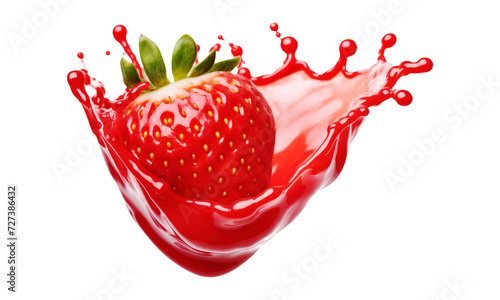 Set of strawberry juice splash isolated on transparent background.