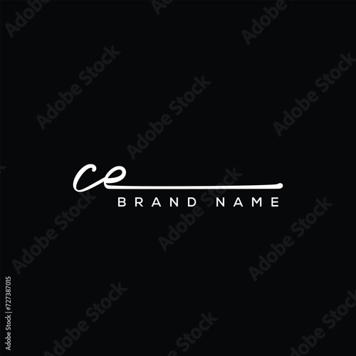 CE letter beauty handwriting vector logo. 