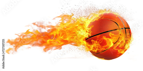 A basketball on fire isolated on transparent background. © comicsans