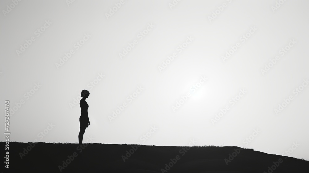 silhouette of a person in black and white