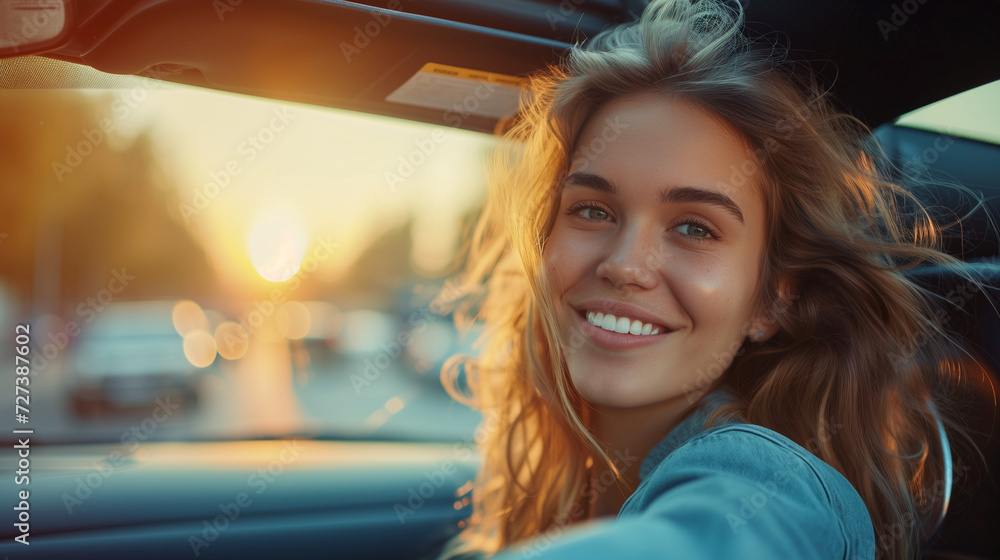 beautiful elegant woman driving a car, ai beautiful elegant woman driving a car, ai