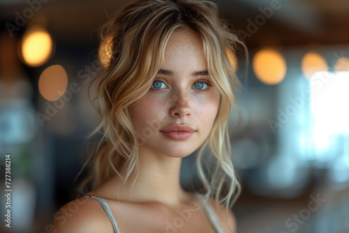 A portrait photograph with AI-generated background blur, focusing attention on the subject and creating a professional bokeh effect. Concept of AI-powered portrait refinement. Generative Ai.