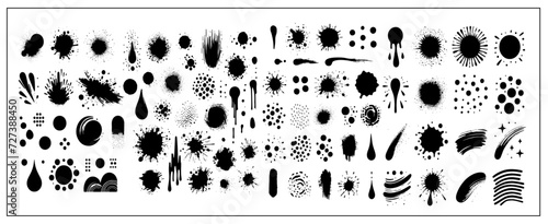 set of spots and stains. Black ink stains vector illustration 