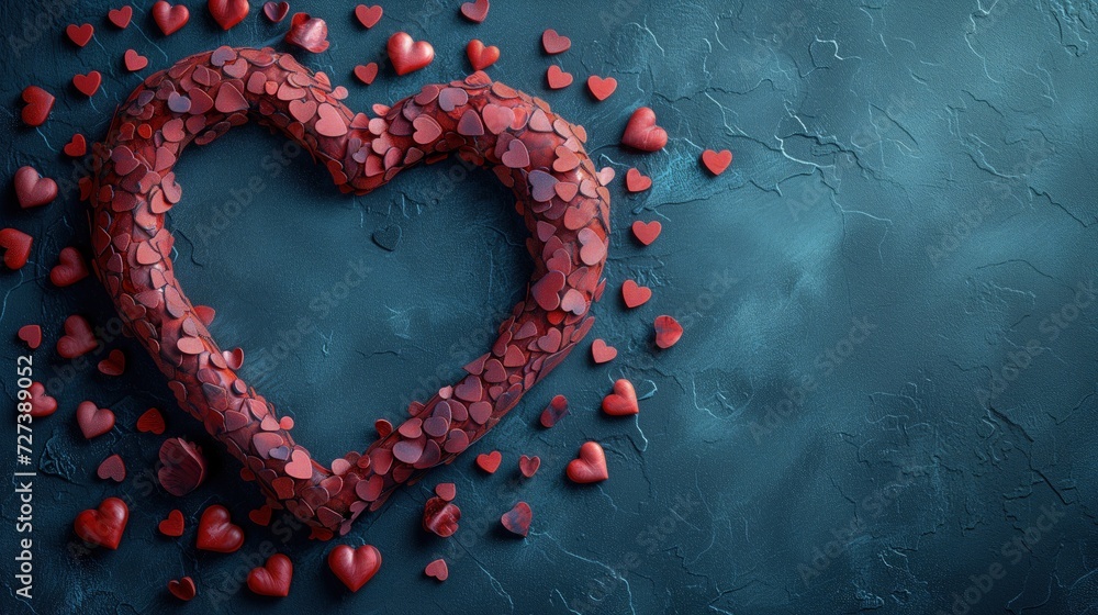 Heart Made of Hearts on Blue Background, Symbolic Love Photo for Valentines Day Heart Made of Hearts on Blue Background, Symbolic Love Photo for Valentines Day