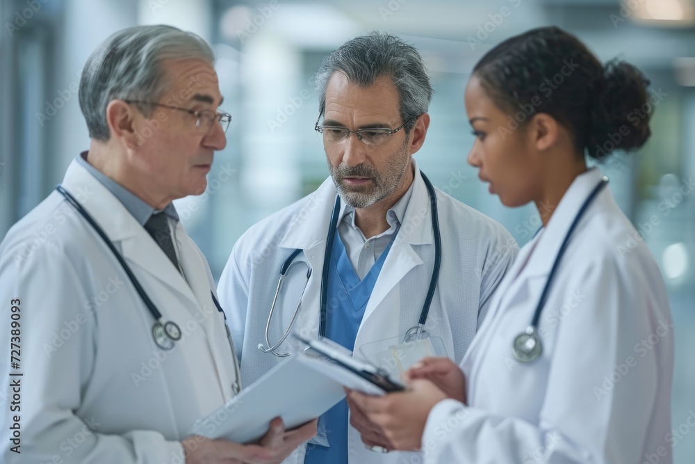 Group of Doctors Engaged in Discussion, A team of doctors discussing a patient's treatment, AI Generated Group of Doctors Engaged in Discussion, A team of doctors discussing a patient's treatment, AI Generated