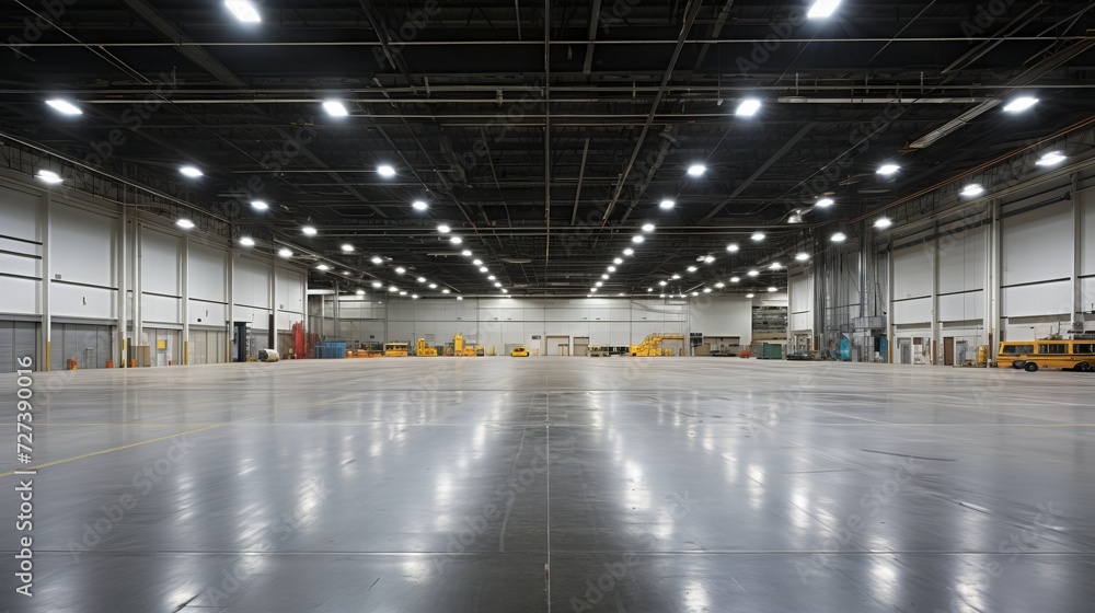 Vast Empty Warehouse Interior - AI Generated