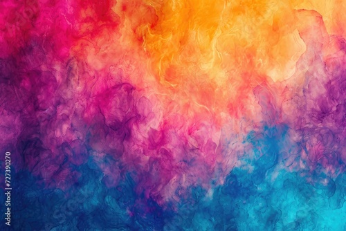 A vibrant painting showcasing a sky filled with various colors and adorned with fluffy clouds, A tie-dye inspired abstract background with vibrant hues, AI Generated