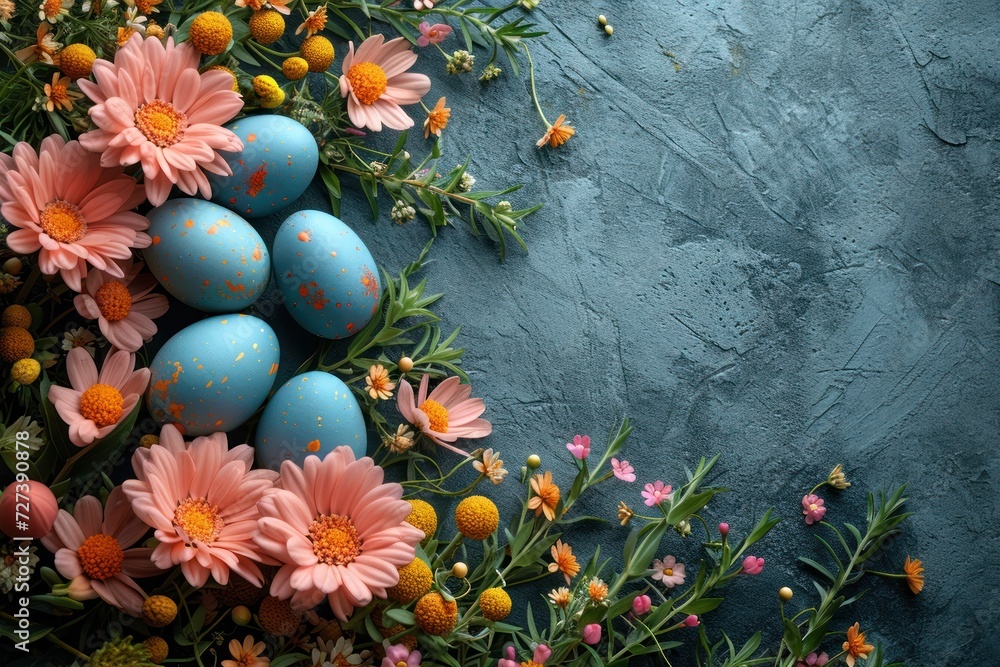 Easter arrangement against a gray concrete background