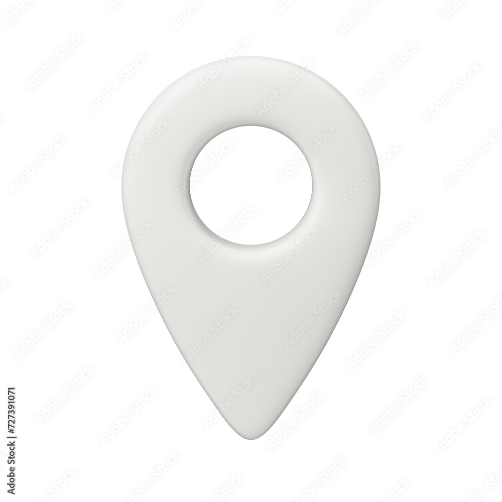 volumetric realistic white model of a geographic marker or geographic position. Symbol, sign or mark. 3d render volumetric realistic white model of a geographic marker or geographic position. Symbol, sign or mark. 3d render