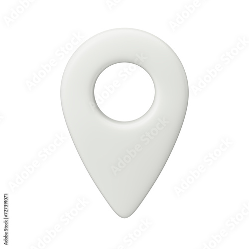 volumetric realistic white model of a geographic marker or geographic position. Symbol, sign or mark. 3d render photo
