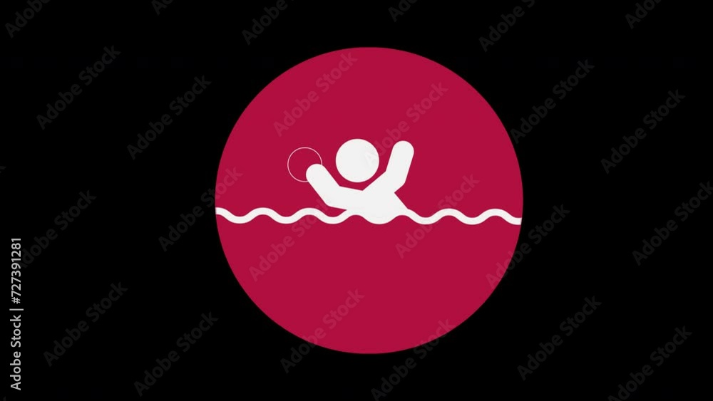 Pictograma de los Juegos Olímpicos de lado derecho con el deporte waterpolo con alpha en un circulo rojo Pictograma de los Juegos Olímpicos de lado derecho con el deporte waterpolo con alpha en un circulo rojo
