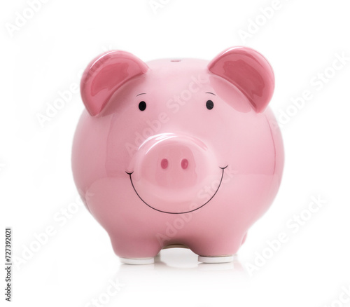 Pink pig money box. Money bank. Piggy bank. Coins and cash savings. Piggy bank isolated on white.Investment.Deposit.