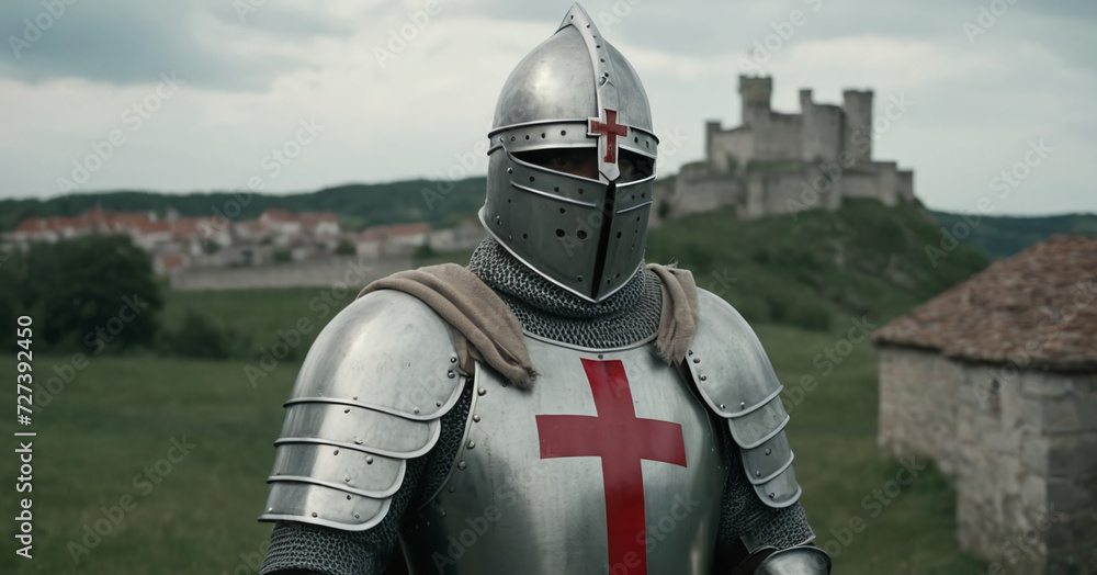 chistian knight wearing an armor with