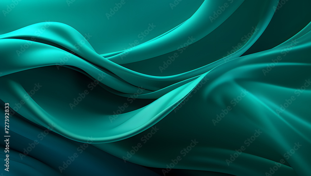 Teal Satin Fabric Flow. Generative AI Illustration Teal Satin Fabric Flow. Generative AI Illustration