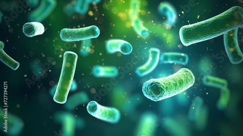 Various shapes of bacteria, probiotics on light background, macro shot of different types of bacteria