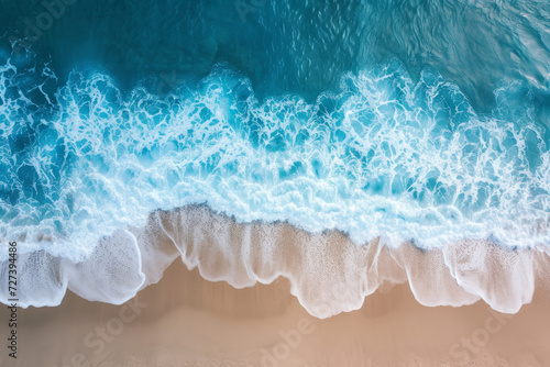 High Angle View Of Beach. Aerial view of clear turquoise sea. Aerial view of clear turquoise sea and waves. Wave textures washing onto a beach shot from above