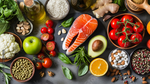 Healthy Food Concept for Balanced Mediterranean Diet - Flexitarian Eating photo