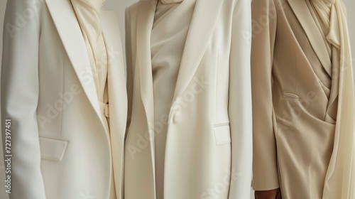 A close-up of minimalist couture, featuring clean silhouettes and understated...