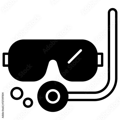 snorkeling mask glyph and line vector illustration