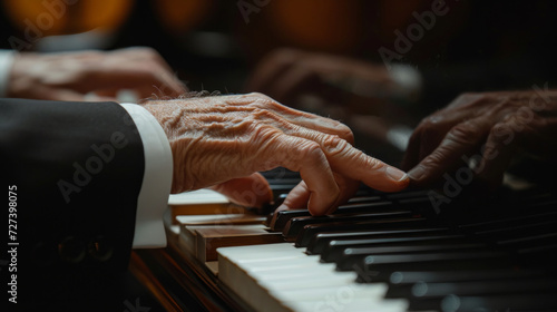 A close-up of a pianist's hands on the keys, expressing the artistry of class...
