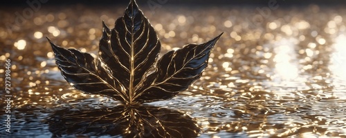 Wallpaper Mural there is a leaf that is sitting in the water Torontodigital.ca