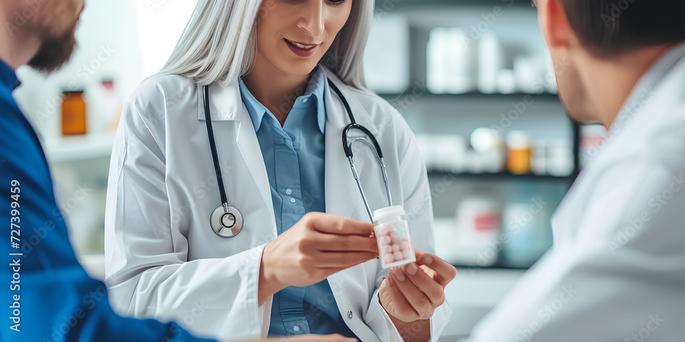 The doctor's hands with medical preparations and consultation of the patient. The doctor's hands with medical preparations and consultation of the patient.