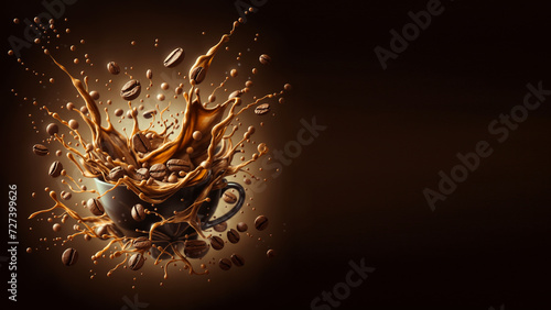coffee and chocolate splash isolated on dark background