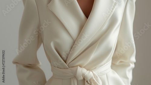 A close-up of minimalist couture, featuring clean silhouettes and understated...