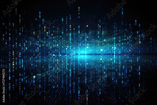 Blue and Black Background With Multiple Lines, Abstract Design for Graphic Projects, Technology background Big data concept Binary computer code, AI Generated